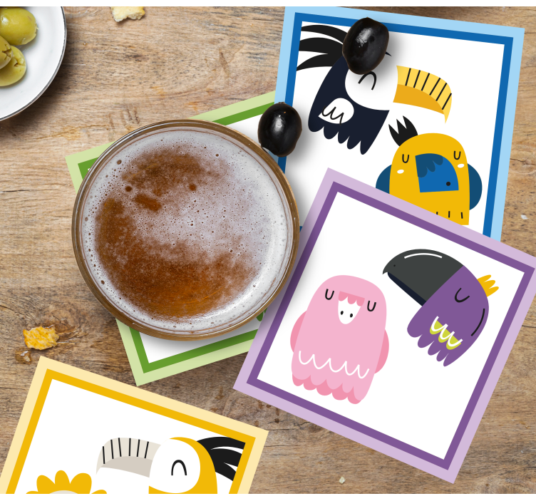 Dessous de verre bière visages d'oiseaux colorés - TenStickers