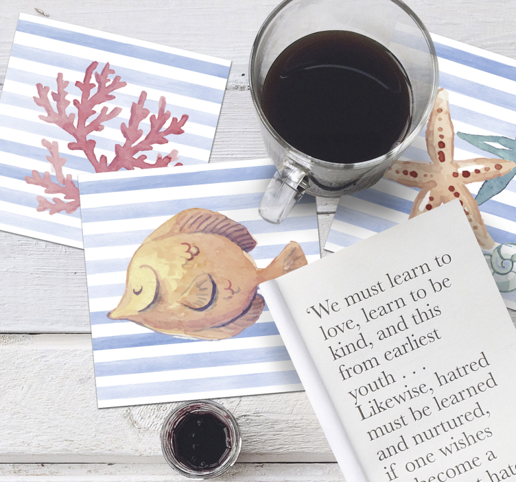 Dessous de verre carreaux créatures marines - TenStickers