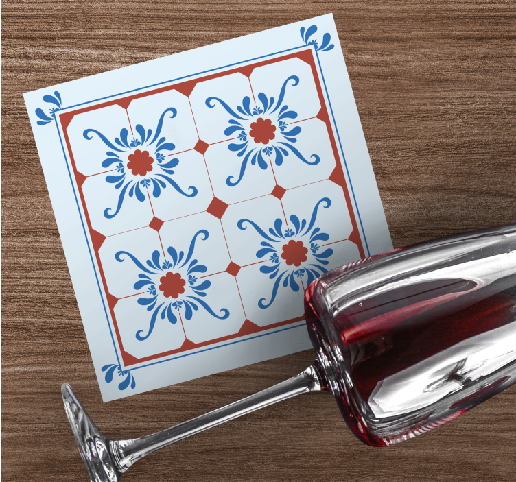 Dessous de verre carreaux motif floral décoratif - TenStickers