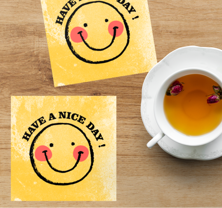 Dessous de verre citation smiley joyeux avec message - TenStickers