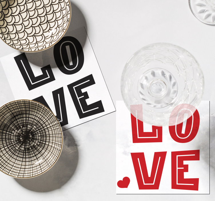 Dessous de verre citation typographie audacieuse amour - TenStickers
