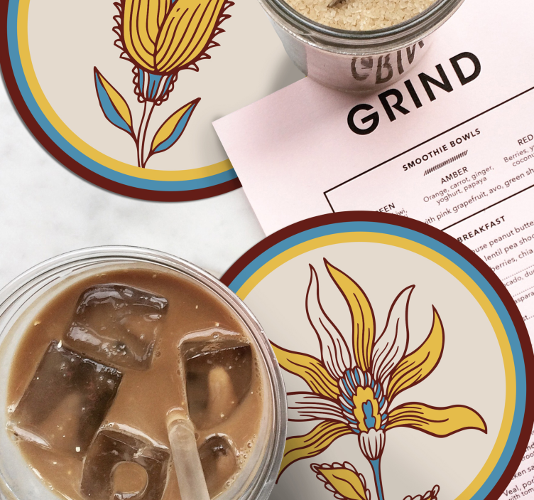 Dessous de verre ensemble motif floral - TenStickers