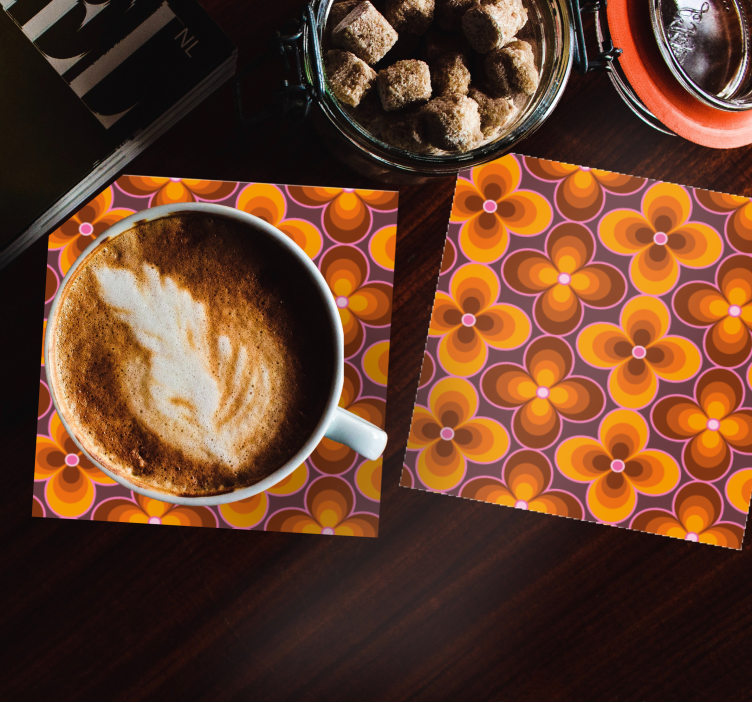 Dessous de verre vintage sticker groovy rétro de fleur - TenStickers