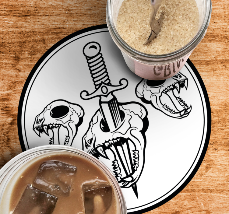 Dessous de verre geek art de la tête de mort et épée - TenStickers