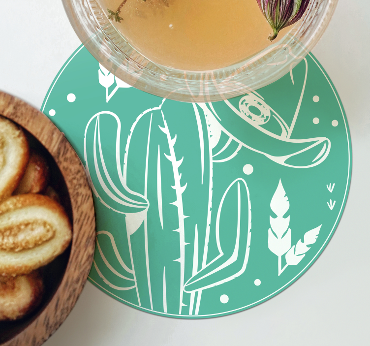 Dessous de verre geek cactus avec chapeau - TenStickers