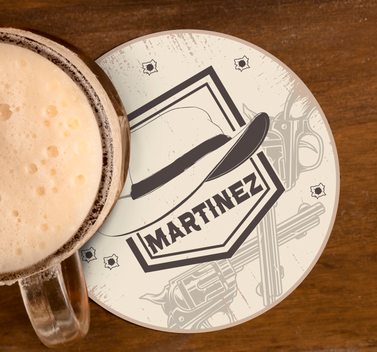 Dessous de verre geek chapeau de cowboy et pistolets - TenStickers