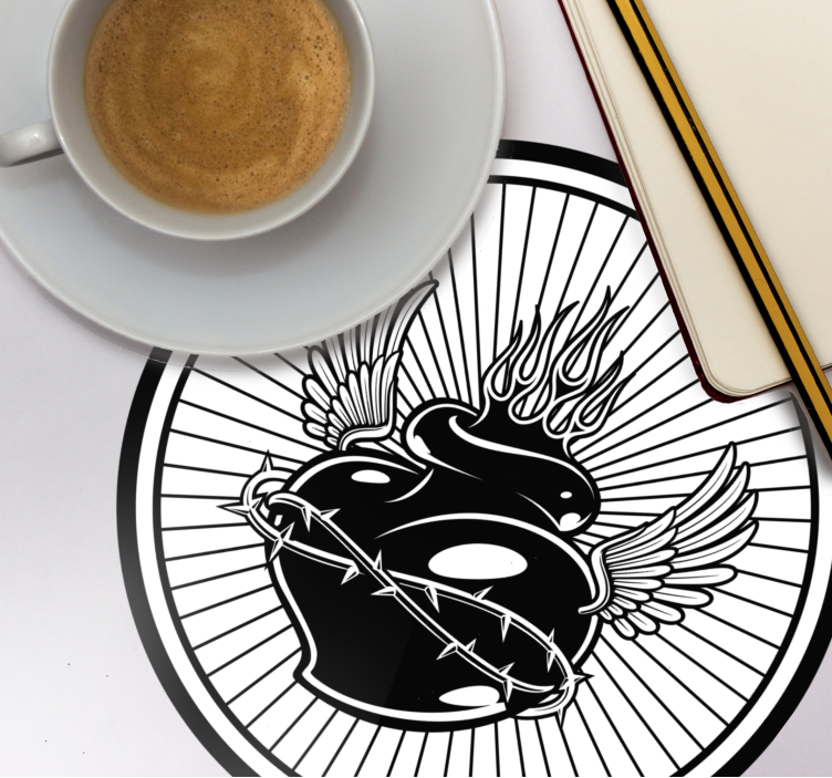 Dessous de verre geek cœur ailé avec épines - TenStickers