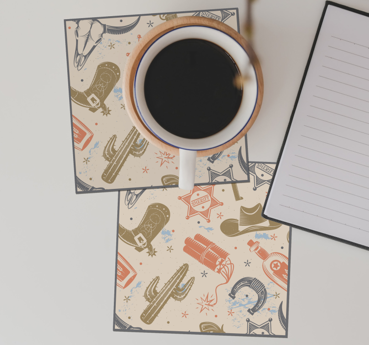 Dessous de verre geek éléments thème cowboy - TenStickers