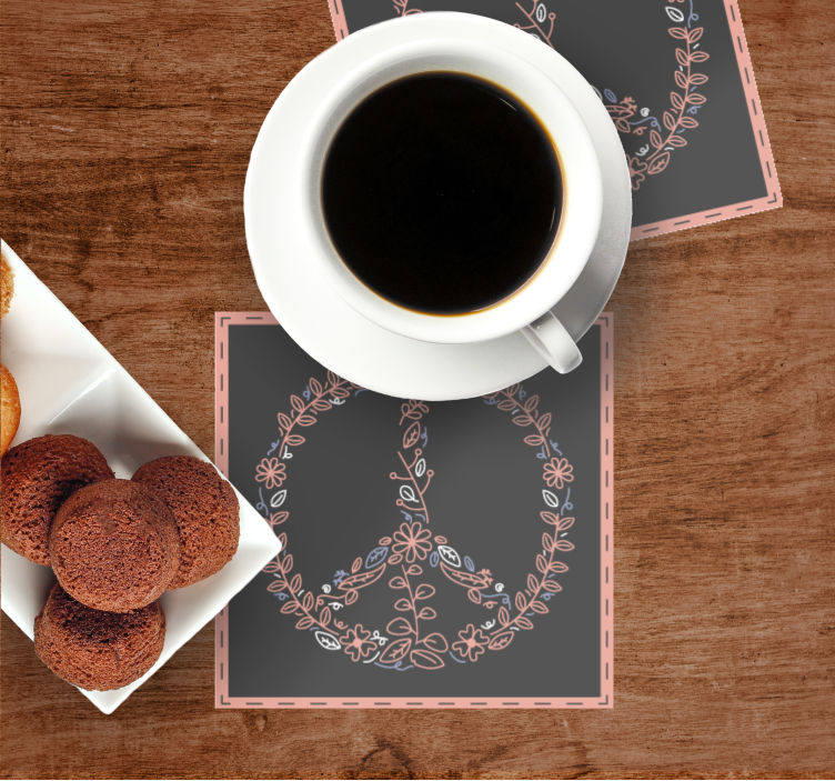 Dessous de verre geek Émblème floral de paix - TenStickers