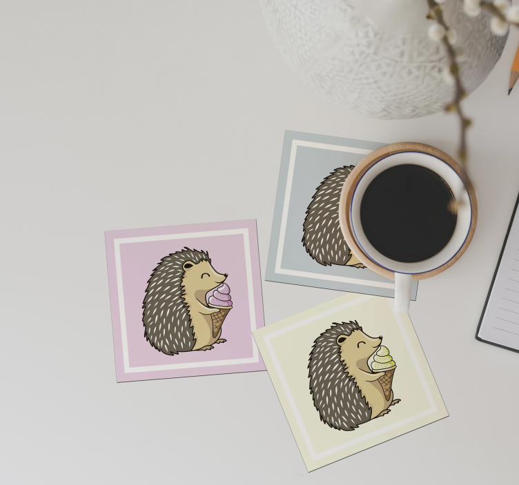 Dessous de verre geek hérisson dégustant une glace - TenStickers