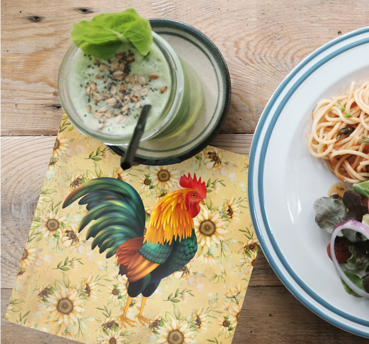 Dessous de verre geek illustration de coq coloré - TenStickers