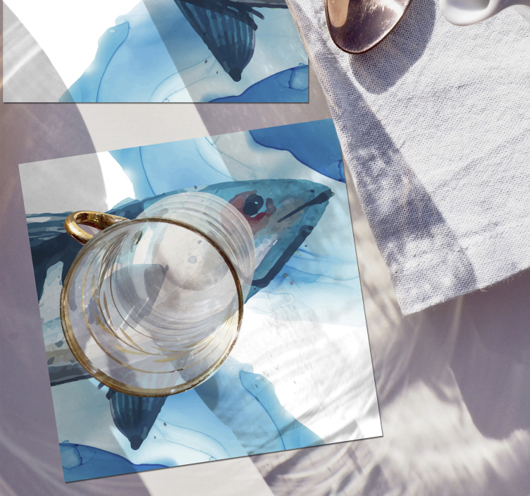 Dessous de verre geek illustration de poisson aquarelle - TenStickers