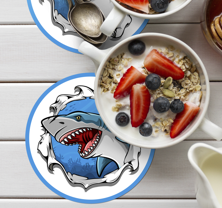 Dessous de verre geek illustration de requin en colère - TenStickers