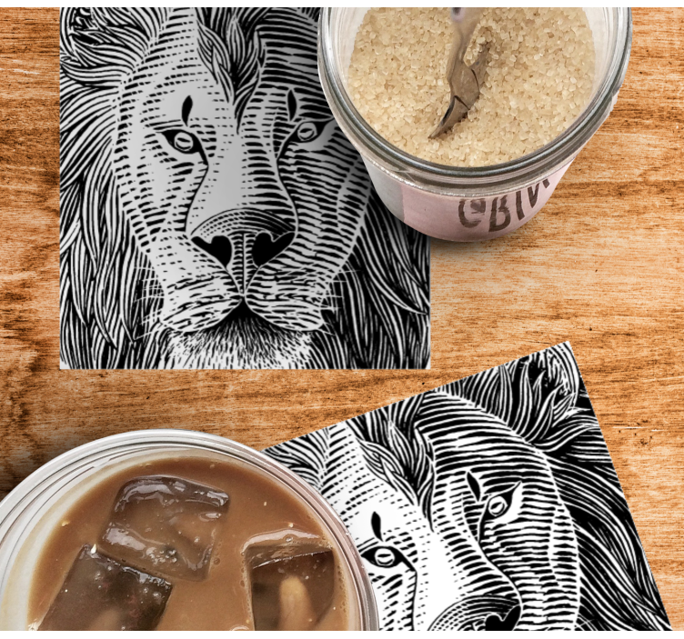 Dessous de verre geek illustration détaillée de lion - TenStickers