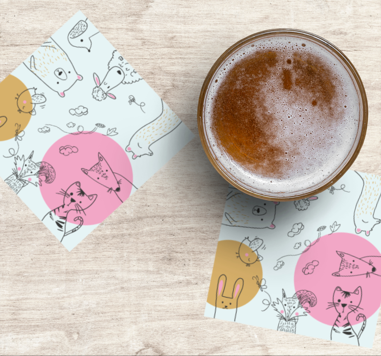 Dessous de verre geek illustrations d'animaux fantaisistes - TenStickers