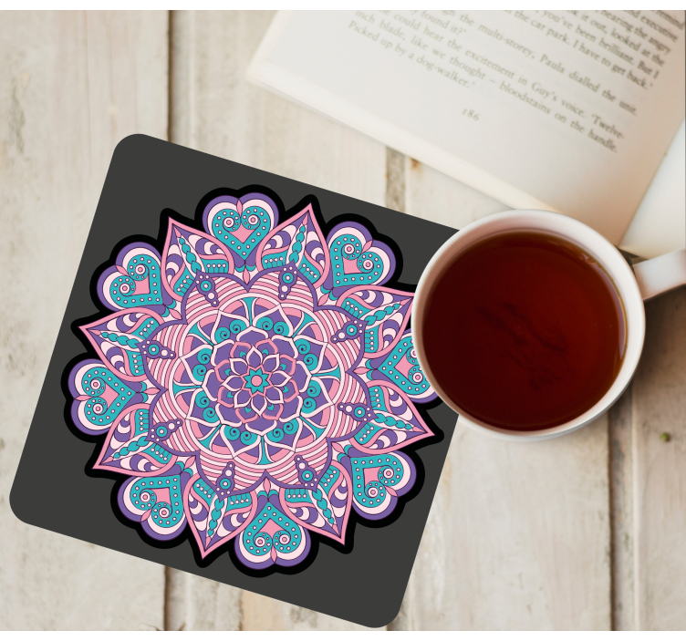 Dessous de verre geek mandala de cœurs colorés - TenStickers