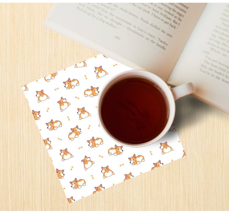 Dessous de verre geek motif corgi ludique - TenStickers