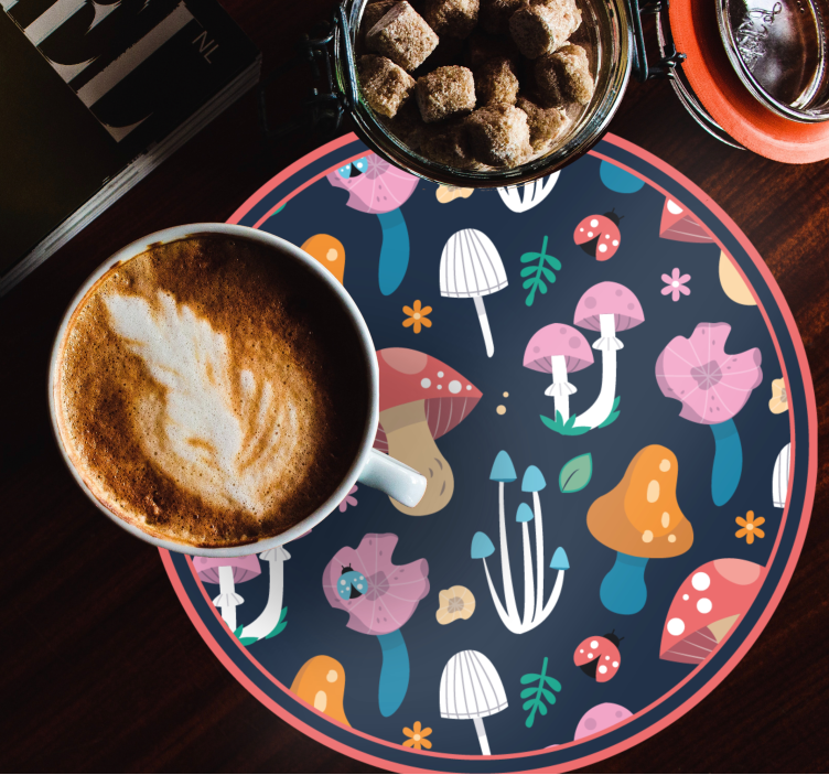 Dessous de verre geek motif de champignons vibrants - TenStickers