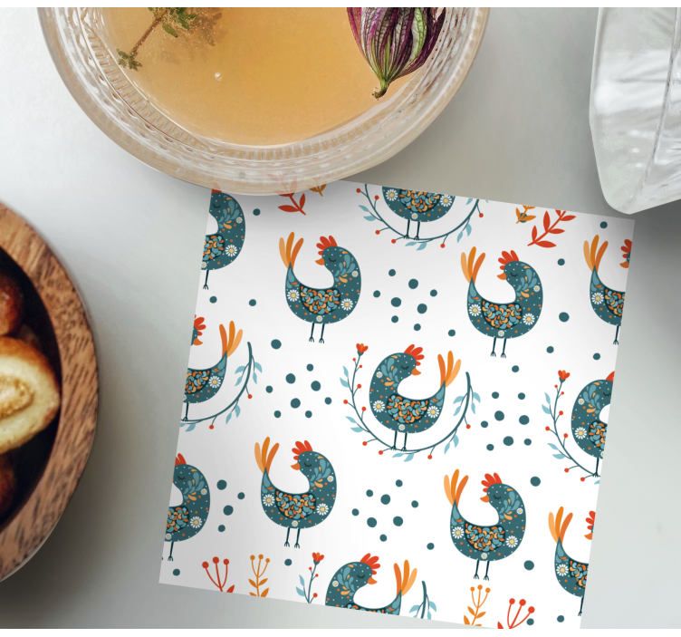 Dessous de verre geek motif de poule fantaisiste - TenStickers