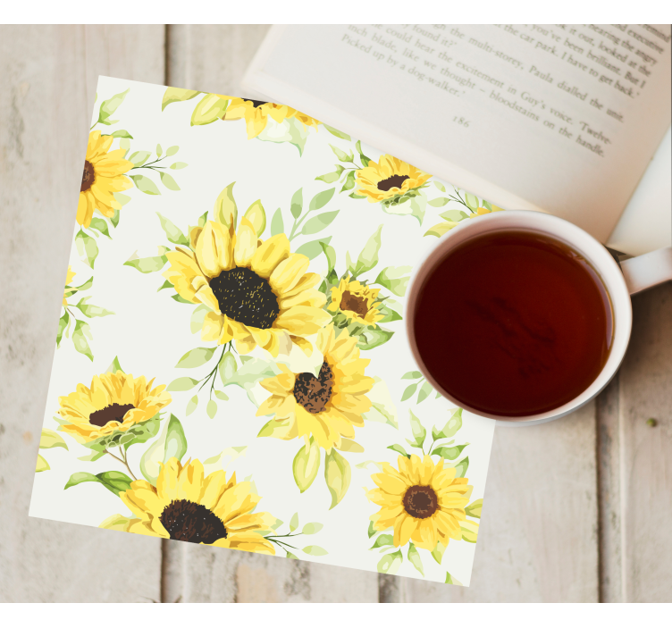 Dessous de verre geek motif floral tournesol - TenStickers