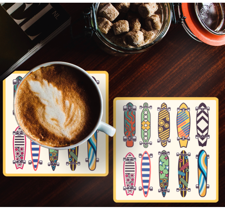 Dessous de verre geek motifs colorés de skateboard - TenStickers