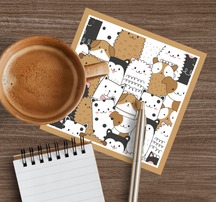 Dessous de verre geek motifs de visages d'animaux mignons - TenStickers