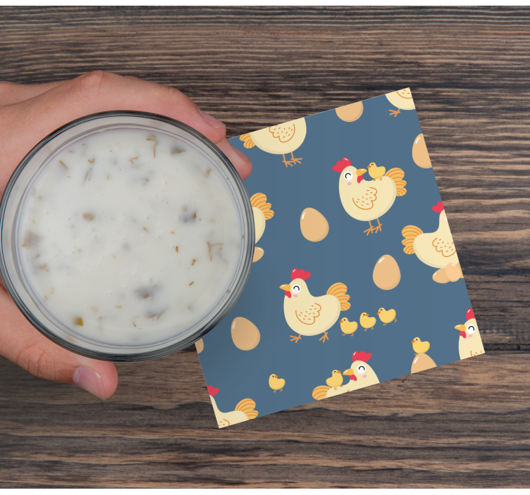 Dessous de verre geek poules ludiques avec œufs - TenStickers