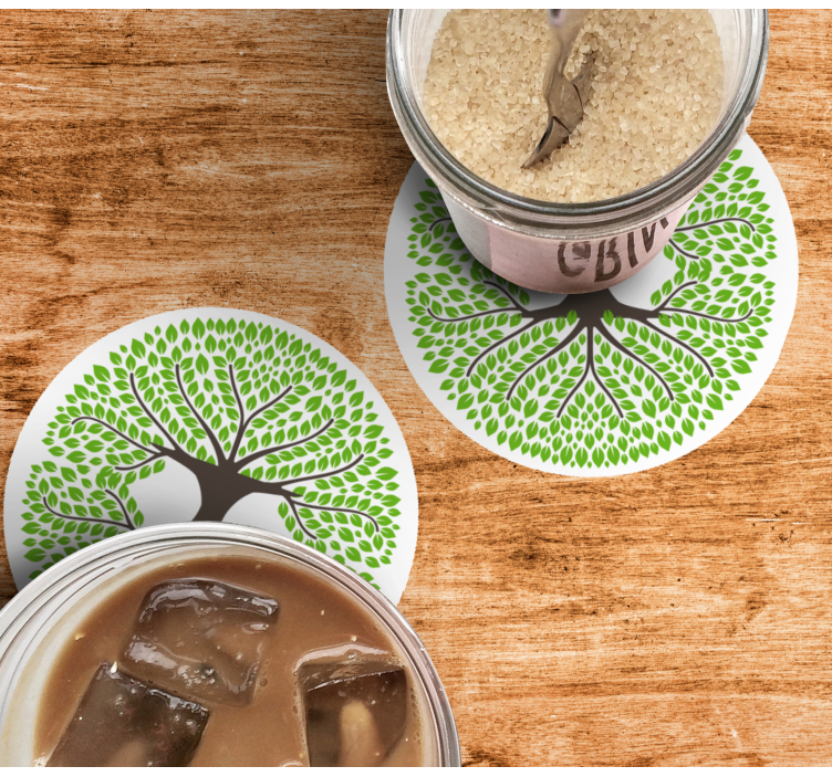 Dessous de verre geek silhouette d'arbre vert luxuriant - TenStickers