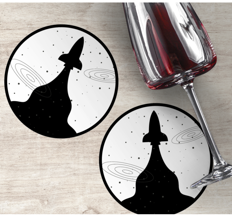 Dessous de verre geek silhouette de fusée avec étoiles - TenStickers