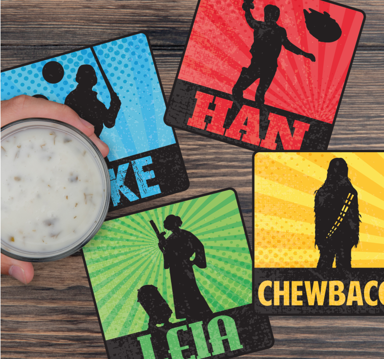 Dessous de verre geek silhouettes de personnages iconiques - TenStickers