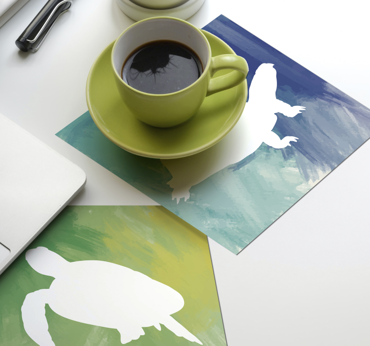 Dessous de verre geek silhouettes de tortues colorées - TenStickers