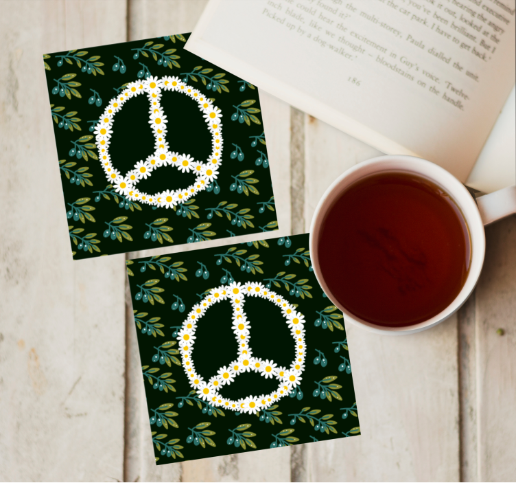 Dessous de verre geek symbole de paix floral - TenStickers