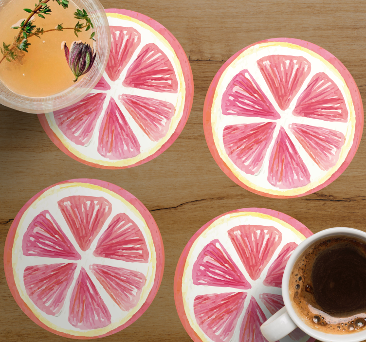 Dessous de verre geek tranches de citron rose outline - TenStickers