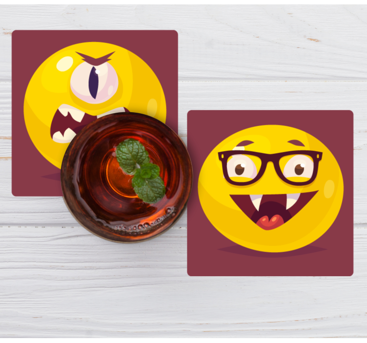 Dessous de verre geek visages souriants fantaisistes - TenStickers