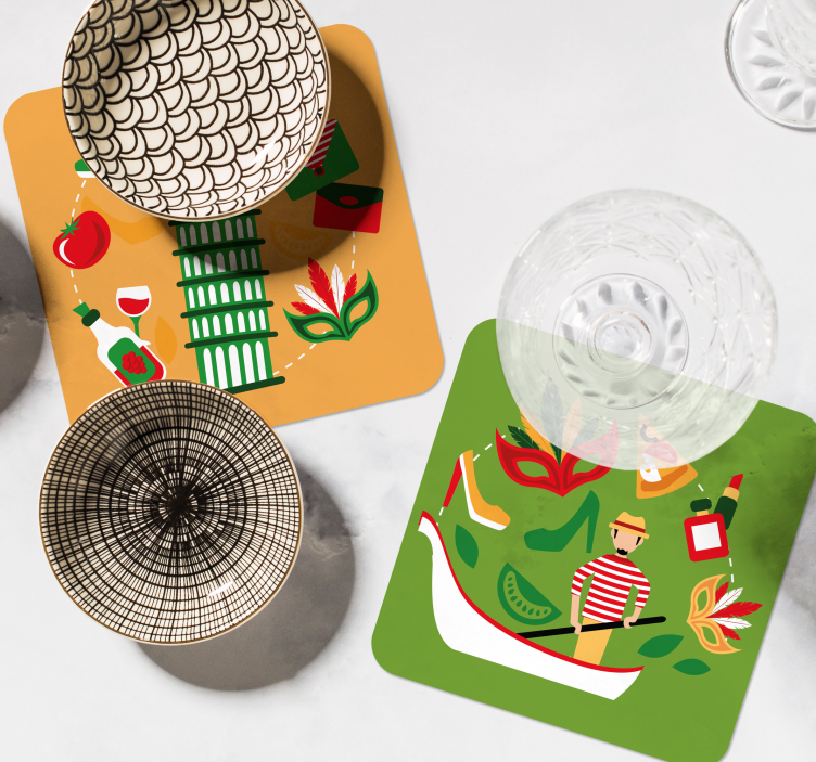 Dessous de verre geek voyage culinaire italien - TenStickers