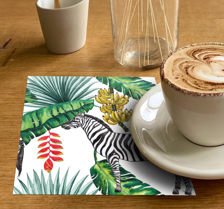 Dessous de verre geek zebra et feuillage tropical - TenStickers
