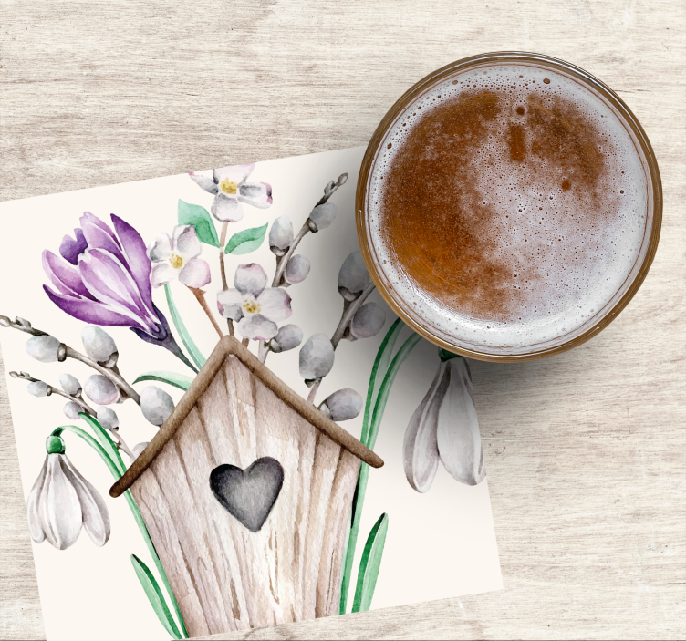 Dessous de verre mariage arrangement floral en bois - TenStickers