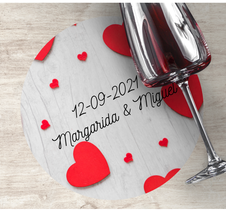 Dessous de verre mariage cœurs et personnalisation date - TenStickers