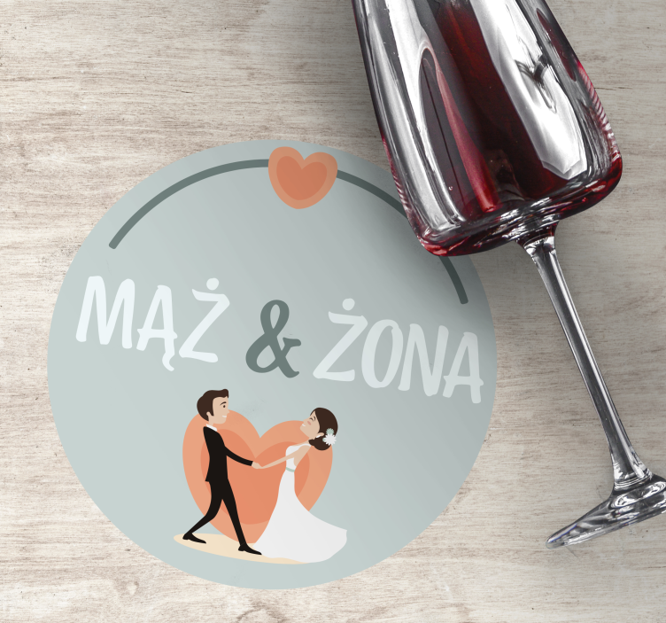 Dessous de verre mariage couple de mariés cœur - TenStickers