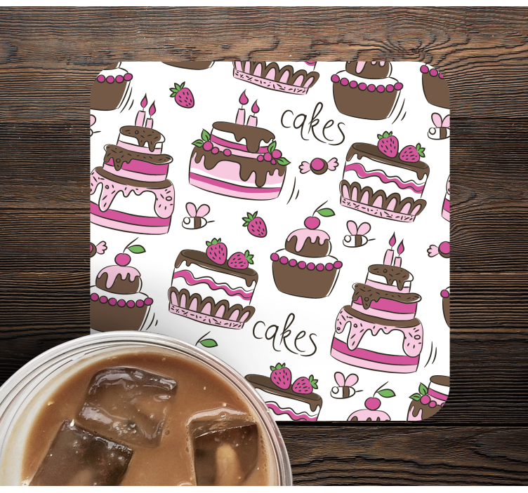 Dessous de verre mariage illustration de dessert fantaisiste - TenStickers