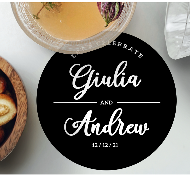 Dessous de verre mariage noms de célébration personnalisés - TenStickers