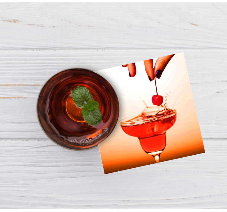 Dessous de verre moderne cocktail cerise splash - TenStickers