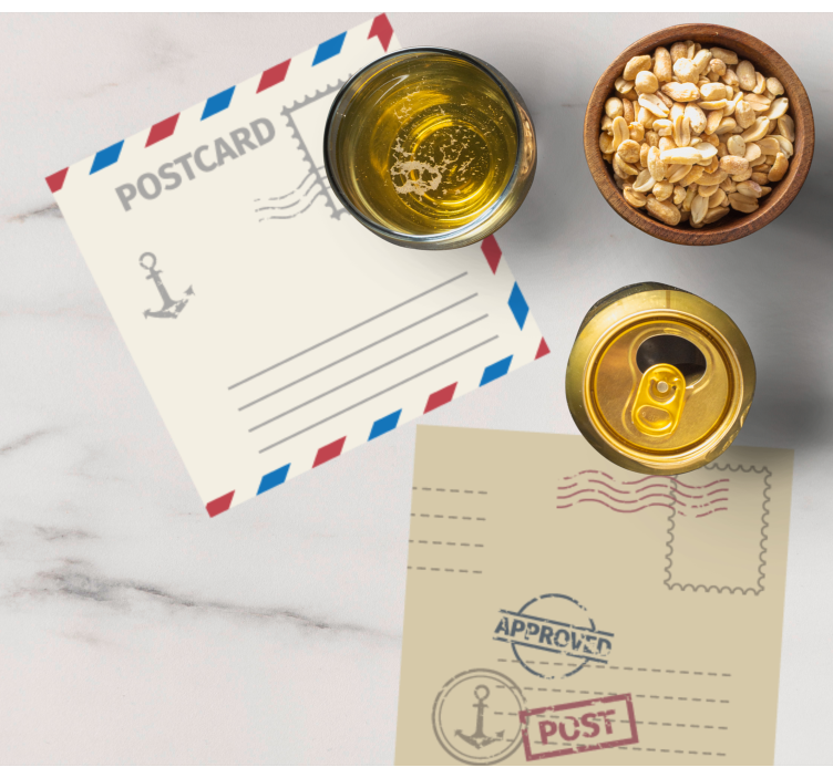 Dessous de verre moderne design carte postale vintage - TenStickers