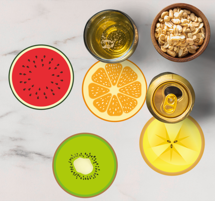 Dessous de verre moderne ensemble de tranches de fruits - TenStickers