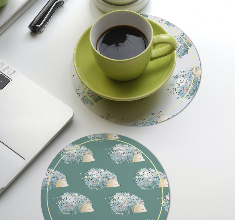 Dessous de verre moderne hérissons en fleurs - TenStickers