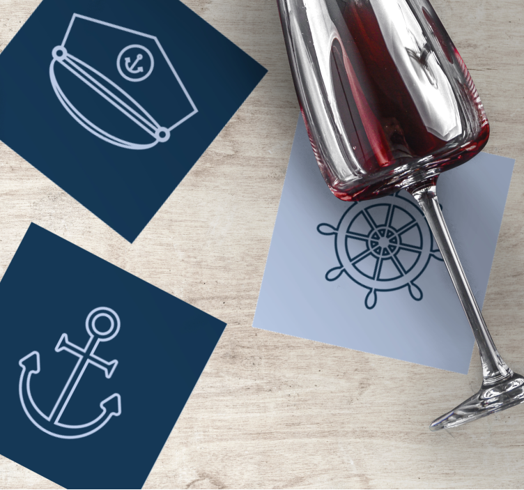 Dessous de verre moderne icônes maritimes et ancres - TenStickers