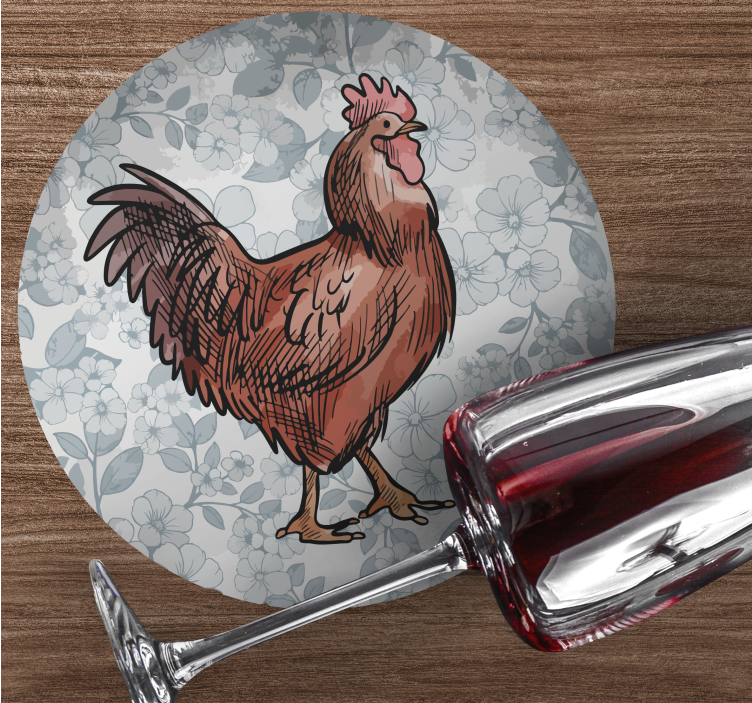 Dessous de verre moderne illustration de poule florale - TenStickers