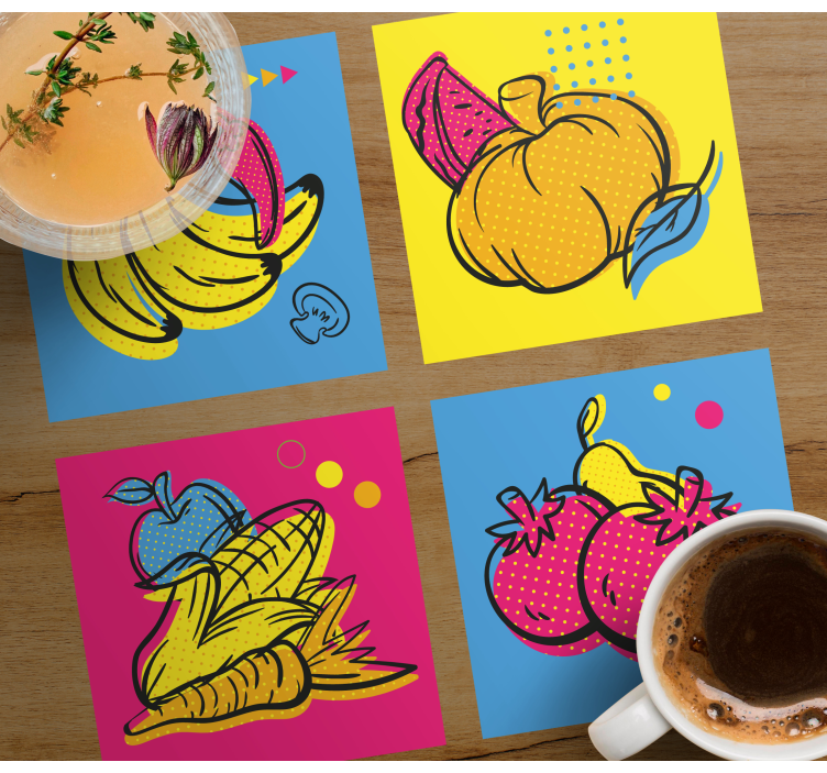 Dessous de verre moderne illustrations de fruits colorés - TenStickers