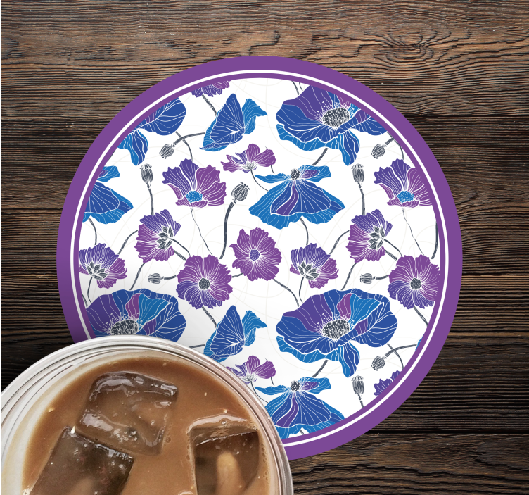 Dessous de verre moderne motif floral avec accents violets - TenStickers