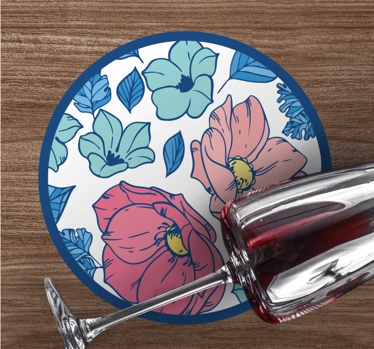 Dessous de verre moderne motif floral rond - TenStickers